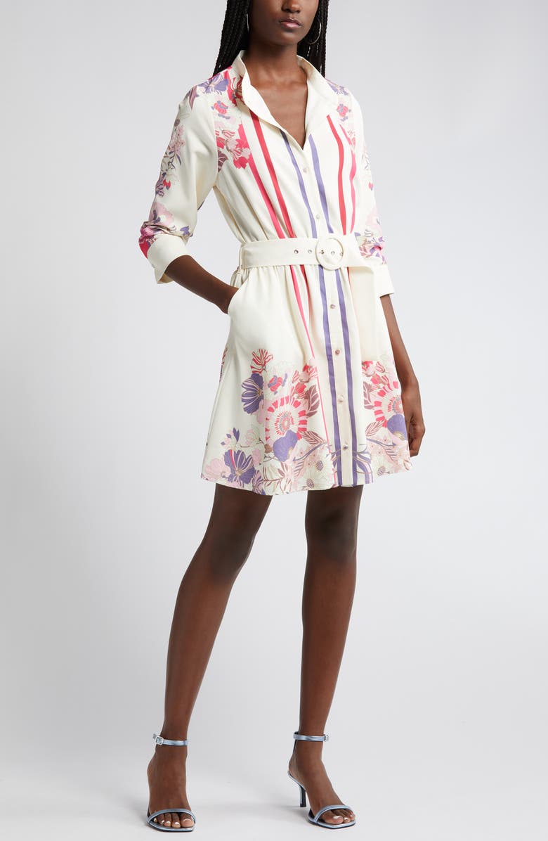 CIEBON Suzette Mixed Print Mini Shirtdress, Alternate, color, Pink Multi