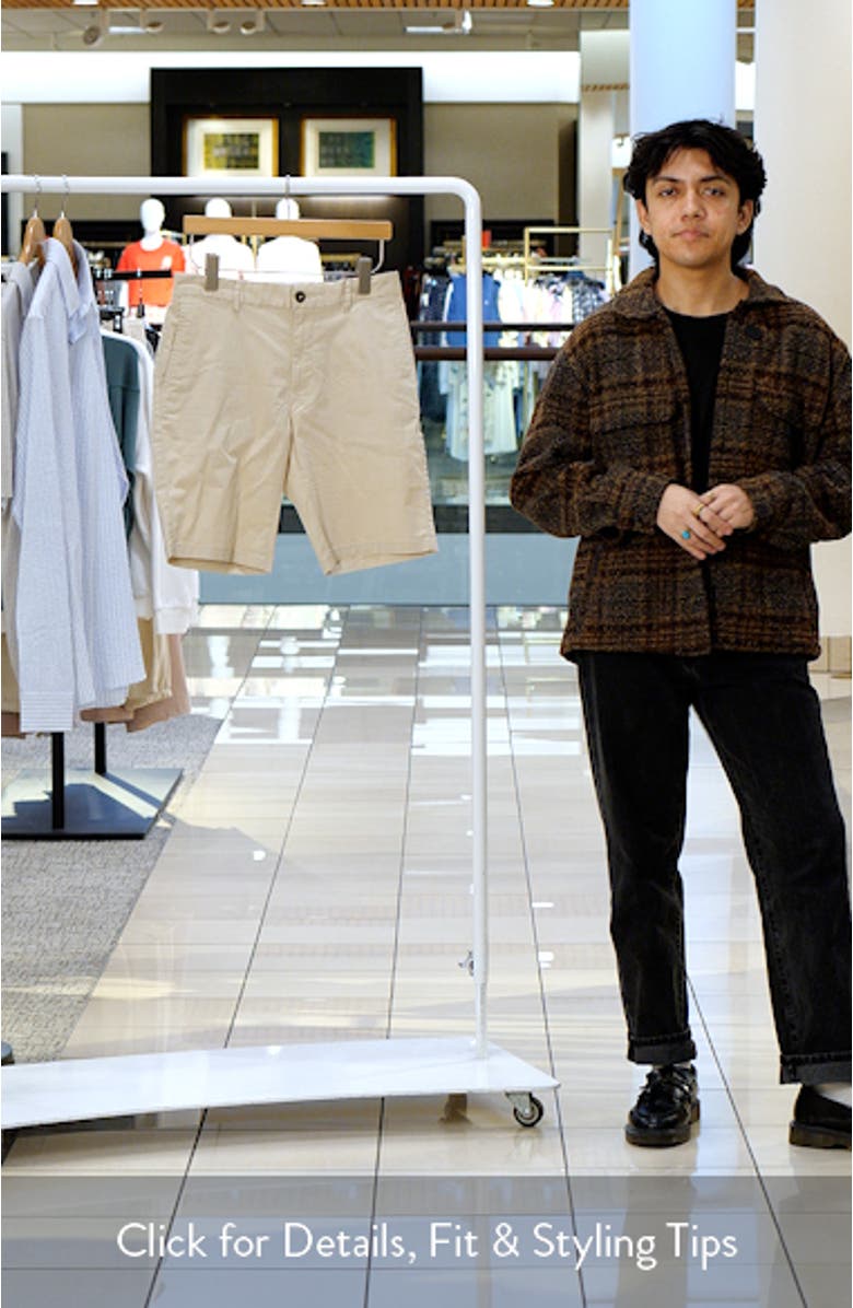 Flat Front Stretch Cotton Bermuda Shorts, sales video thumbnail