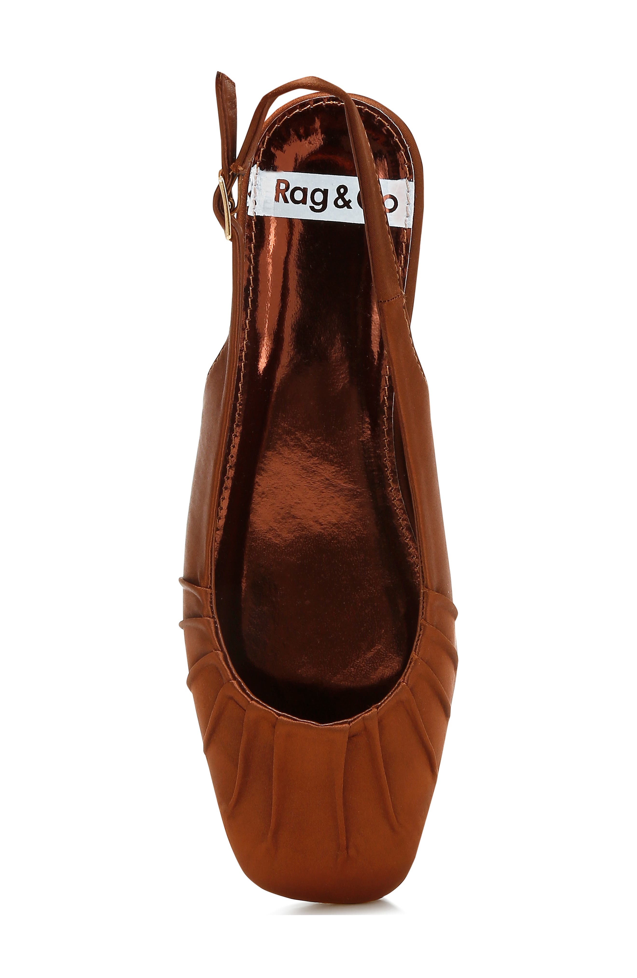 Cheeni Satin Slingback Flat, Alternate, color, BROWN