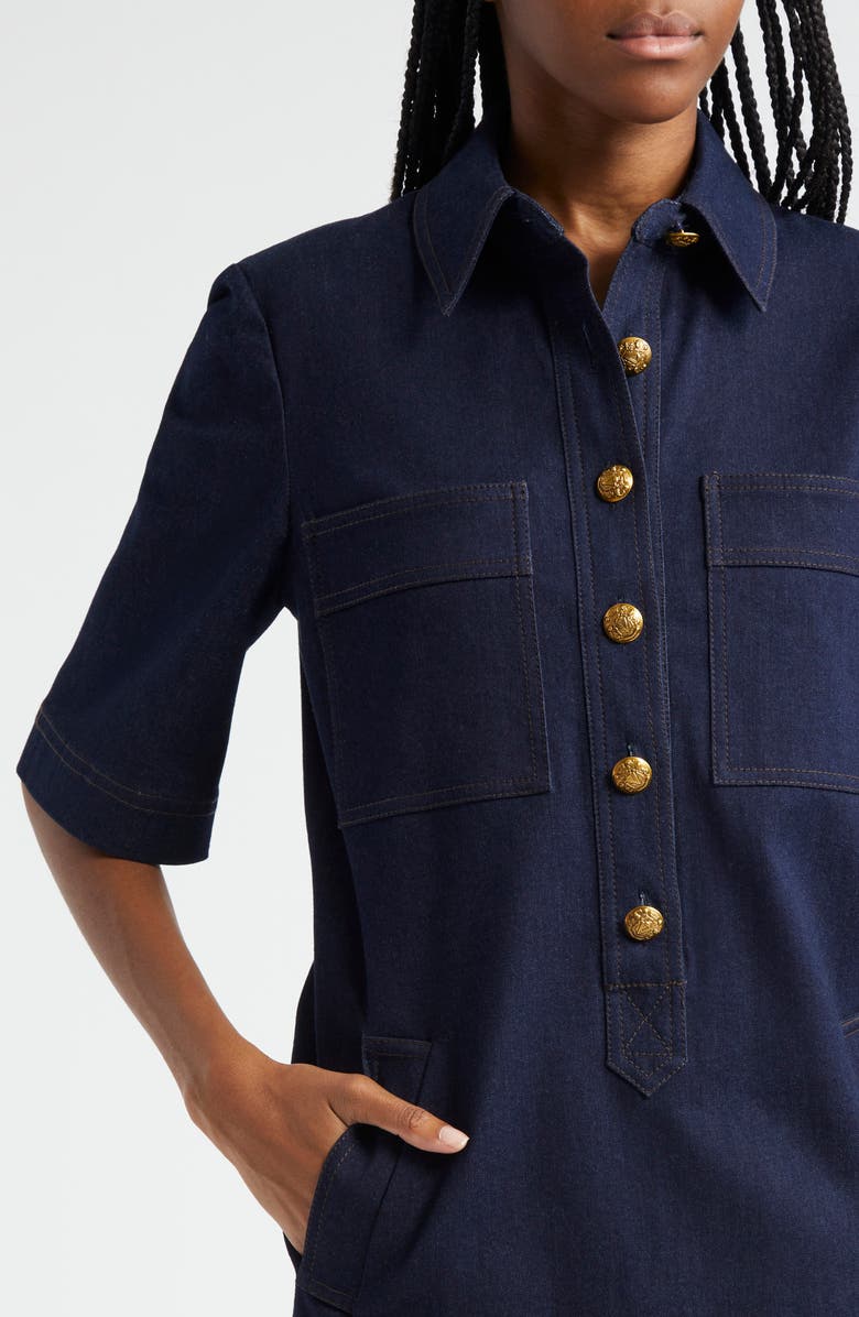 Veronica Beard Koulis Denim Minidress, Alternate, color, Midnight Wash