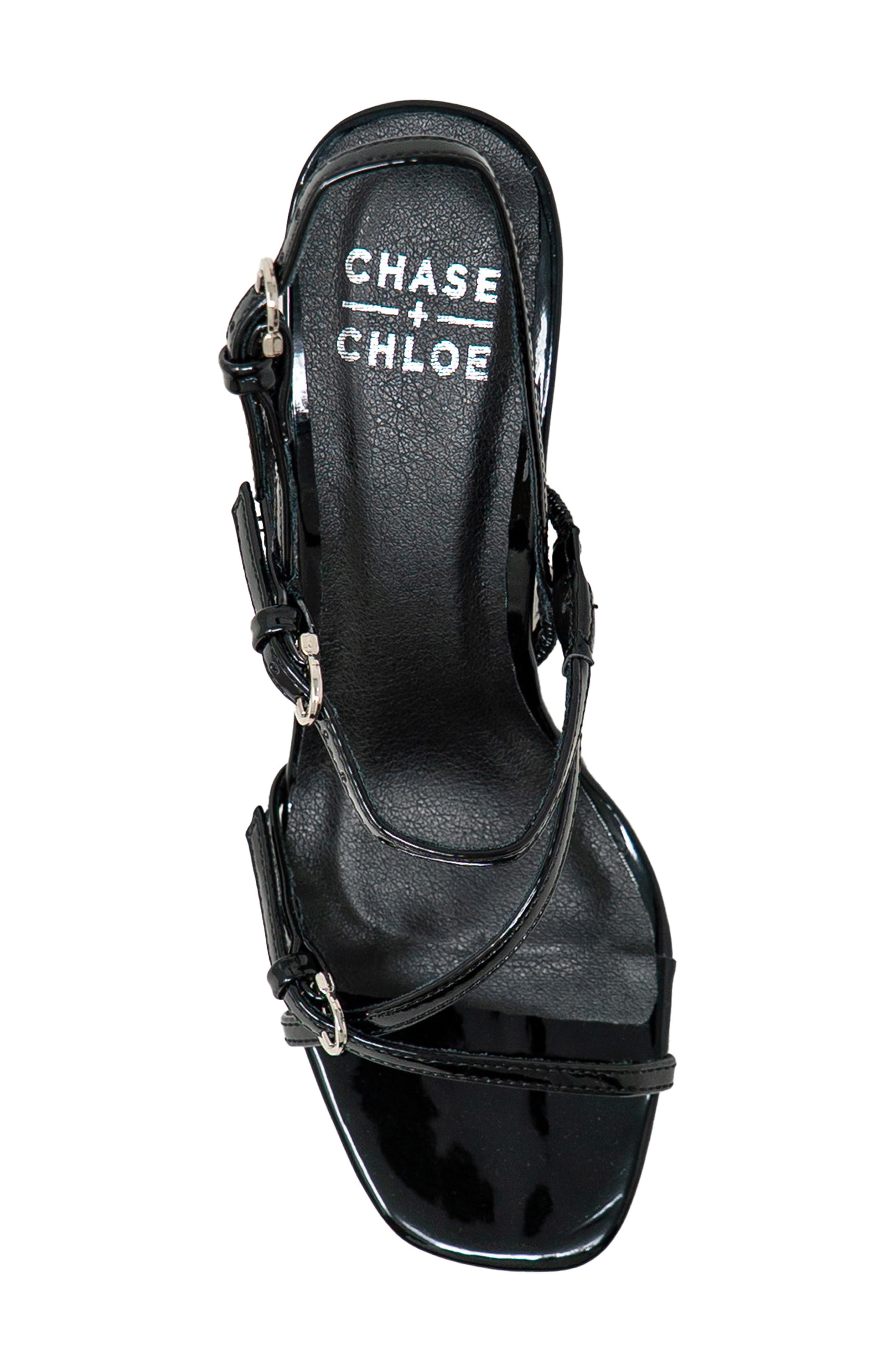 CHASE AND CHLOE Jabari Slingback Sandal, Alternate, color, Black Patent