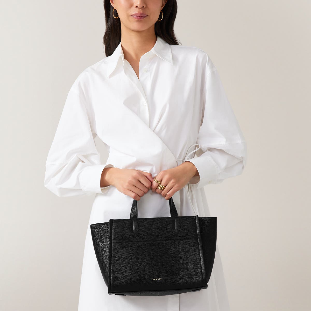 Radley Oak Street Medium Ziptop Satchel Bag, Alternate, color, Black