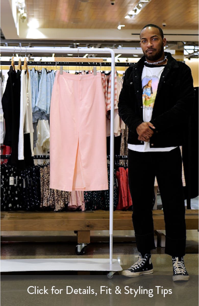 Front Slit Linen Blend Midi Skirt, sales video thumbnail