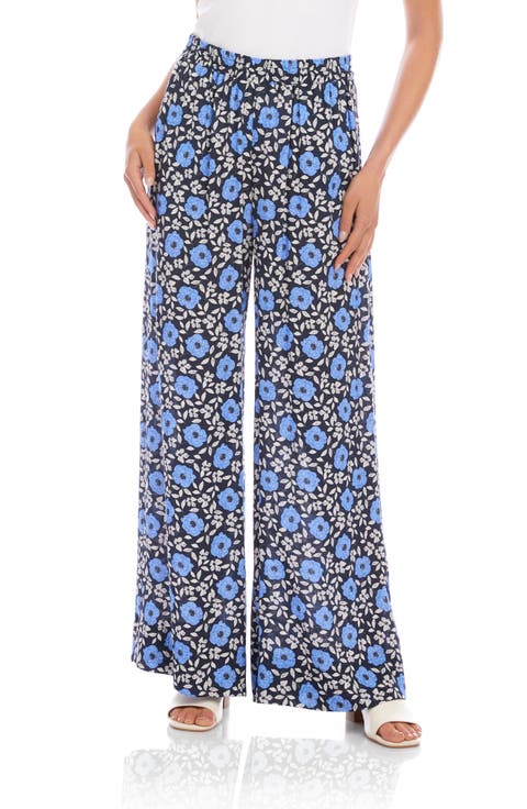 Floral Pull-On Wide Leg Pants