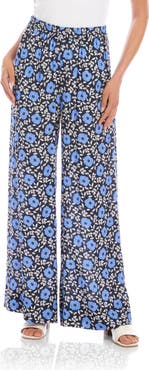 Karen Kane Floral Pull-On Wide Leg Pants