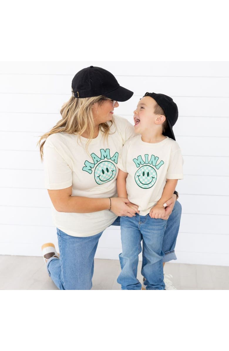 Sweet Wink Mini Smiley Checker Short Sleeve T-Shirt, Alternate, color, Natural