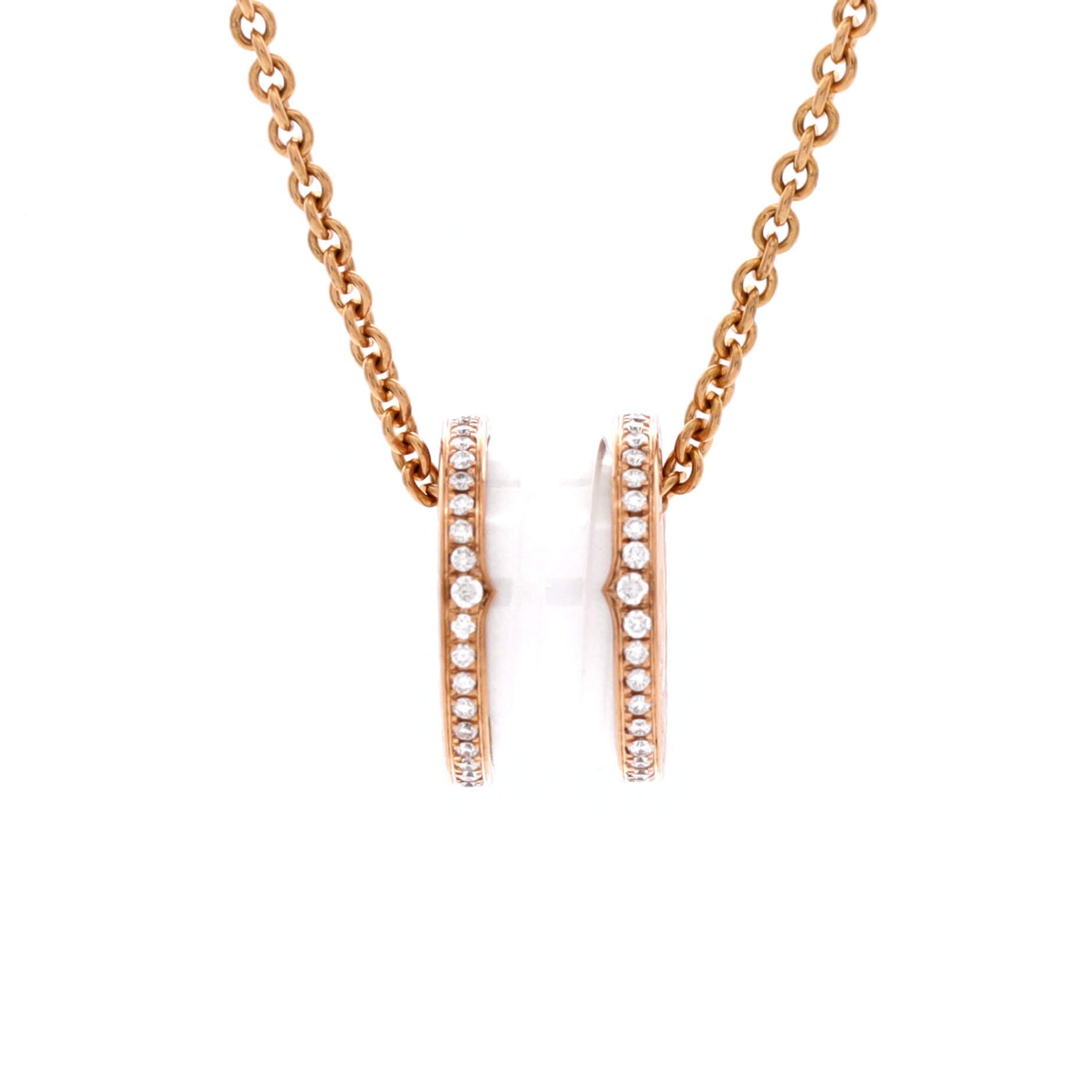 B.Zero1 Pendant Necklace 18K Rose Gold and Ceramic with Diamonds, Main, color, Metallic Gold