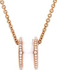 Pre-Owned Bvlgari B.Zero1 Pendant Necklace 18K Rose Gold and Ceramic with Diamonds