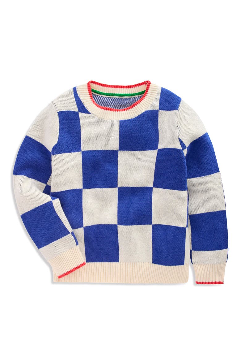 Kids' Check Cotton Sweater, Main, color, SURF THE WEB CHECKBOARD