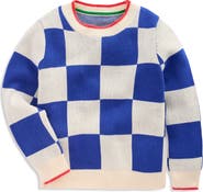 Mini Boden Kids' Check Cotton Sweater