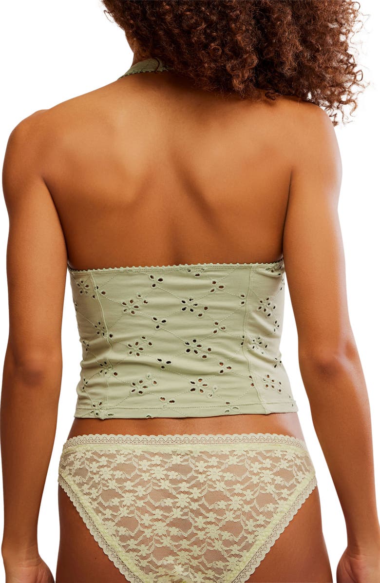 Free People Full Bloom Crop Halter Top, Alternate, color, Celadon Green