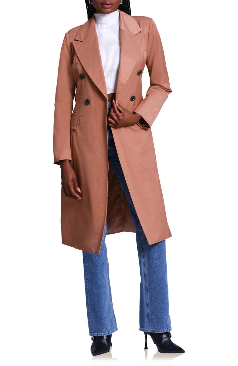Avec Les Filles Stretch Cotton Blend Belted Trench Coat, Alternate, color,