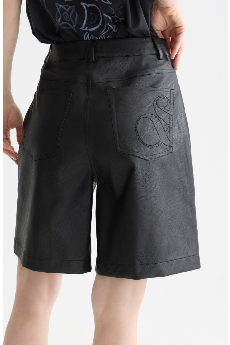 High Waist Faux Leather Shorts, Alternate, color, METEORITE