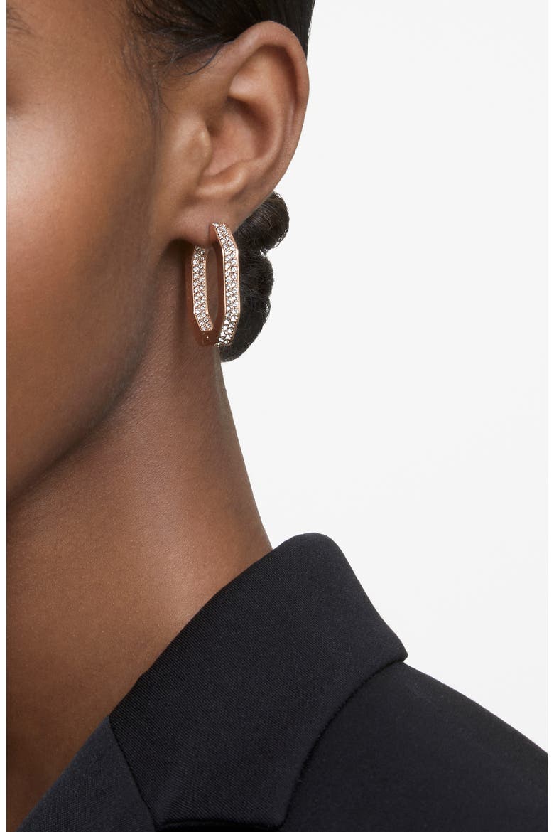 Dextera Medium Pavé Hexagonal Hoop Earrings, Alternate, color, ROSE GOLD