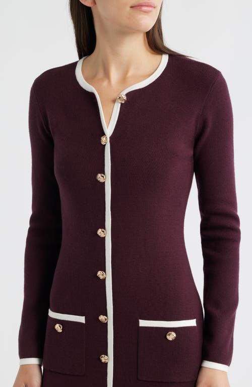 Zoe And Claire Long Sleeve Knit Midi Dress In Burgundy