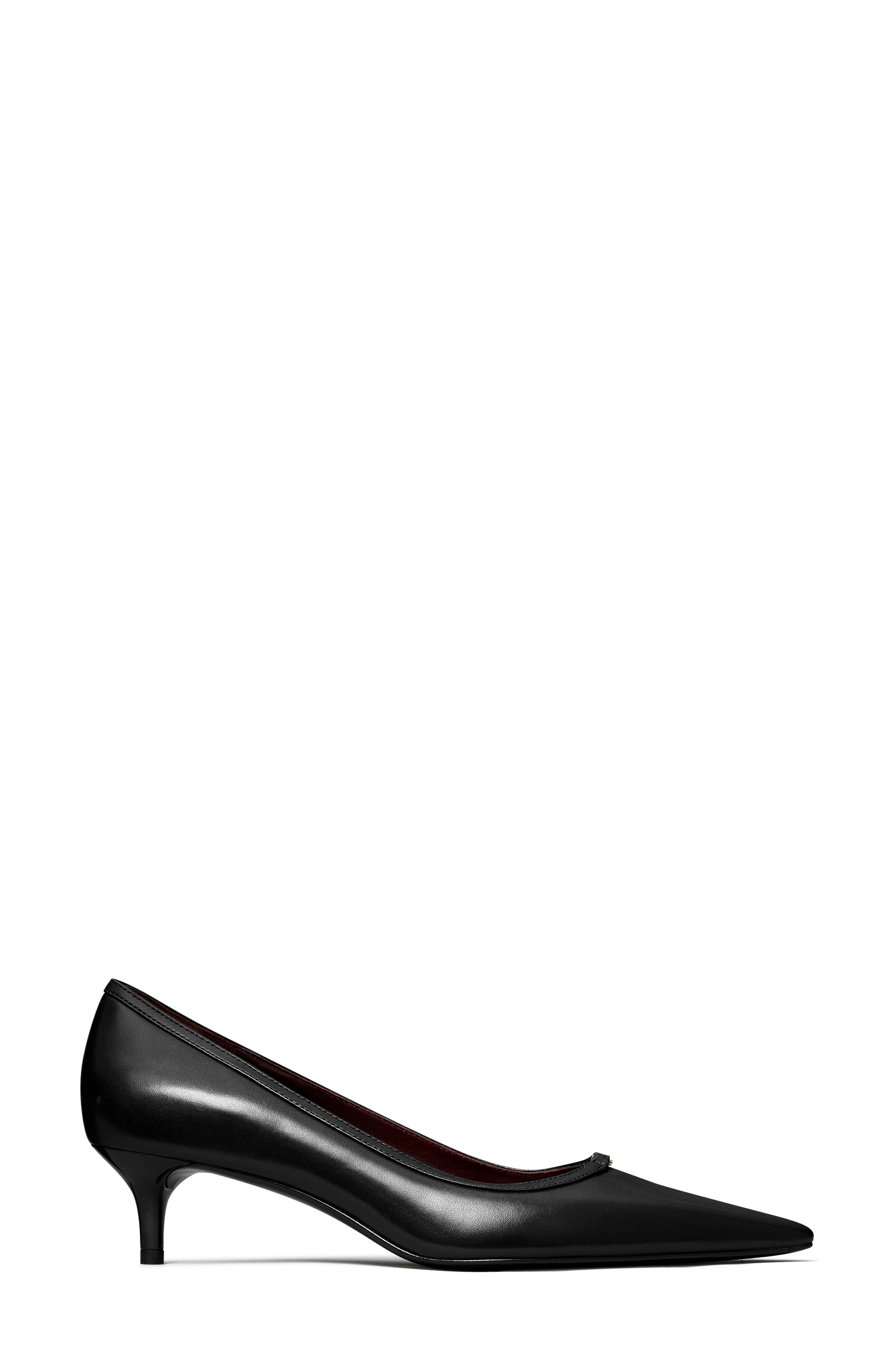 Tory Burch Double T Buckle Kitten Heel Pump, Alternate, color, Perfect Black / Perfect Black