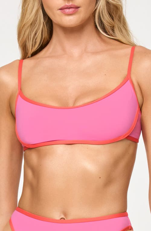 Shop L*space Lspace Zella Contrast Trim Bikini Top In Bubblegum/grapefruit