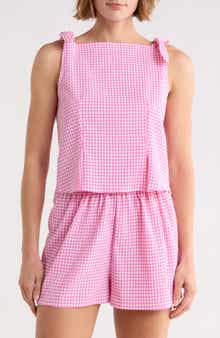 WAYF Gingham Tie Shoulder Tank
