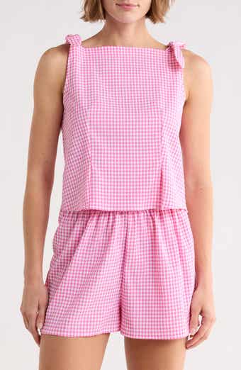 WAYF Gingham Tie Shoulder Tank