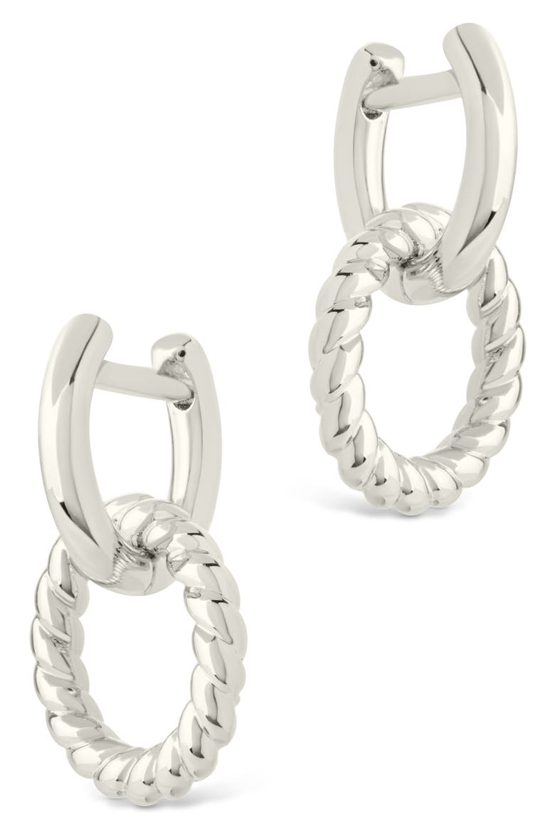 Levissa Circle Drop Huggie Hoop Earrings, Alternate, color, SILVER