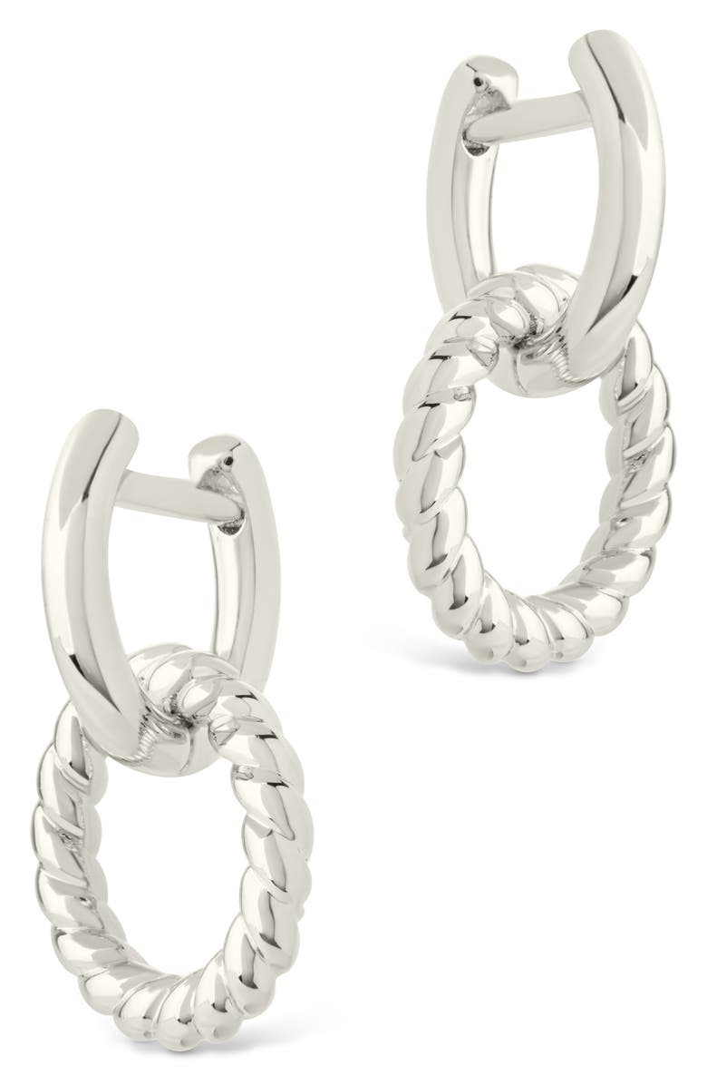 Sterling Forever Levissa Circle Drop Huggie Hoop Earrings, Alternate, color, Silver