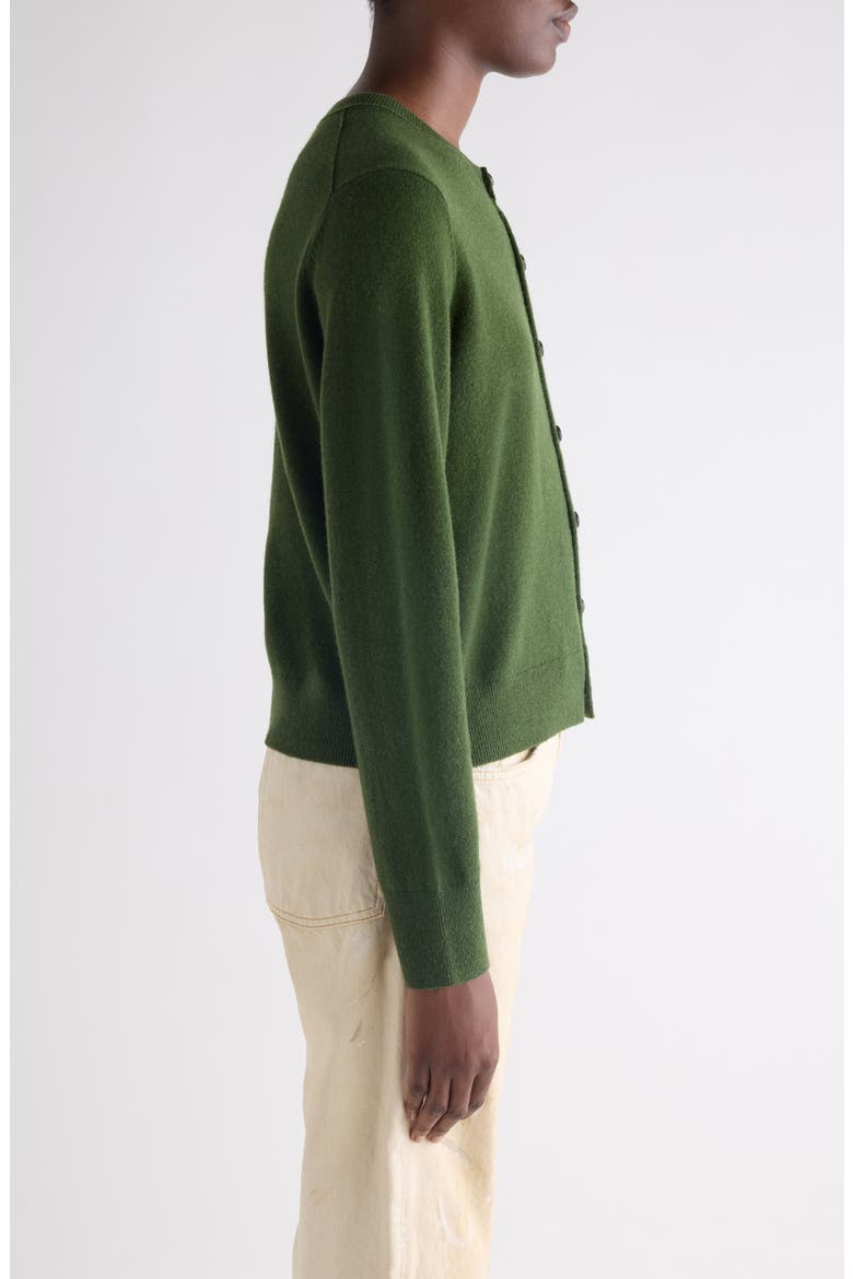 Face Patch Wool & Yak Hair Cardigan, Alternate, color, BOTTLE GREEN
