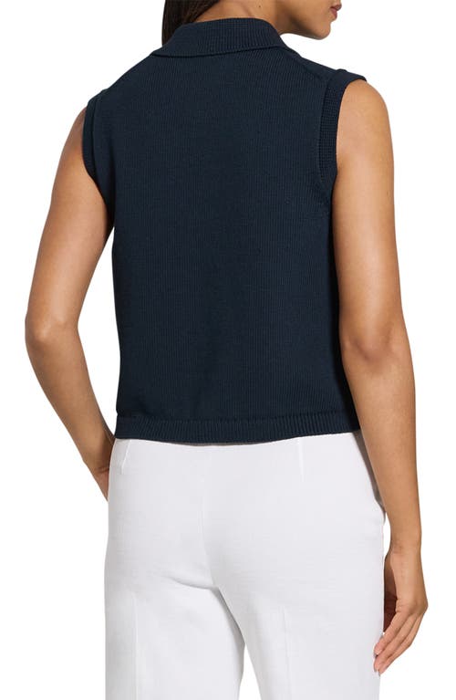 Theory Zip-up Vest In Rounded Cotton In Navy