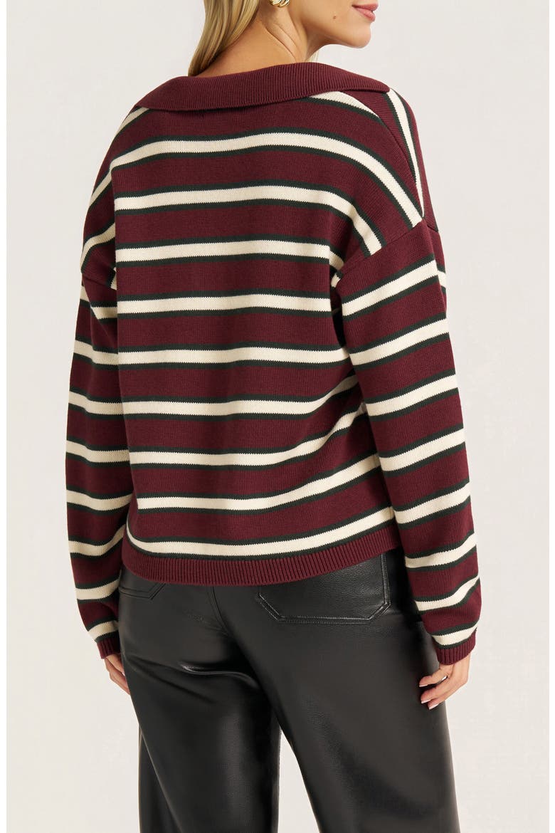 Brey Striped Henley Sweater, Alternate, color, WINE/ PINE