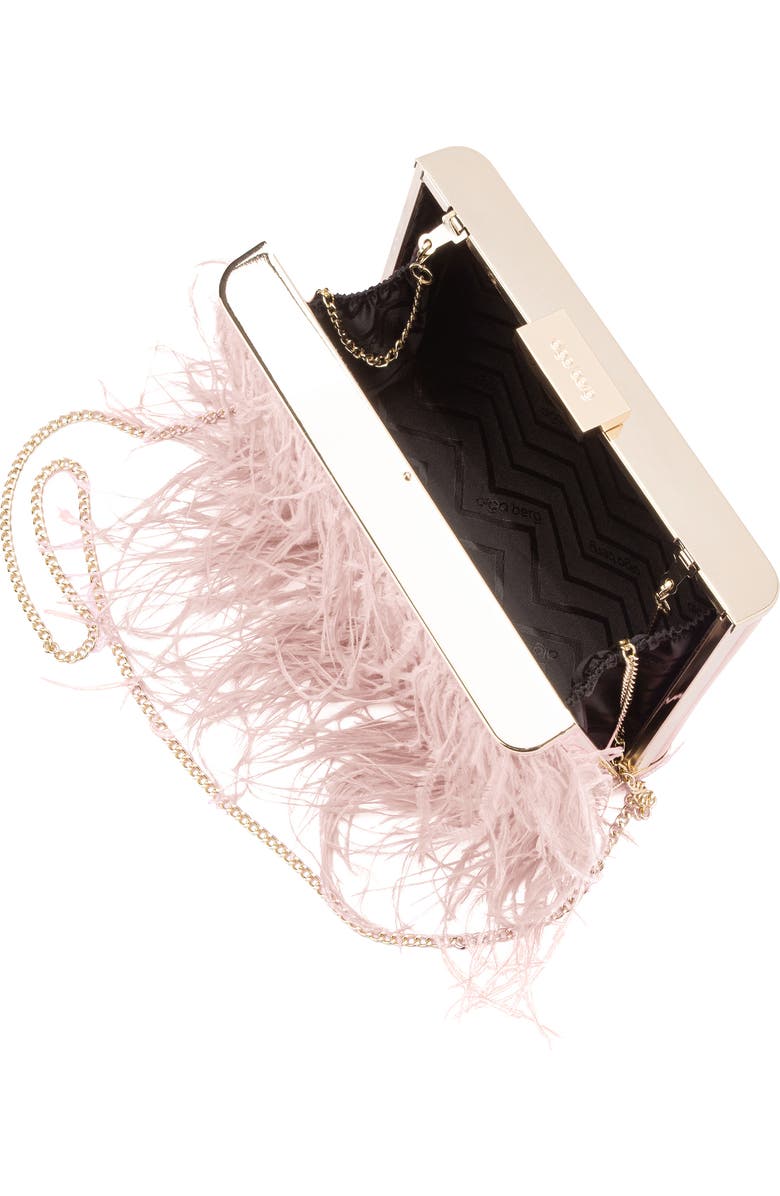 Olga Berg Ostrich Feather Embellished Clutch, Alternate, color, Blush