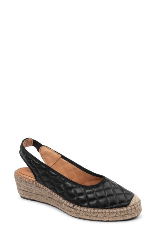 Patricia Green Valencia Slingback Wedge Espadrille In Black Quilted Leather