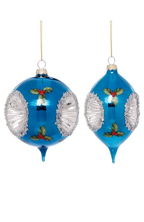 Holly Silver Sparkle Ornament, Box of 6