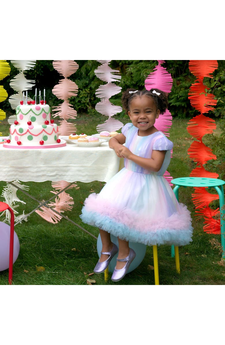 Rachel Riley Rainbow Tulle Party Dress, Alternate, color, Rainbow