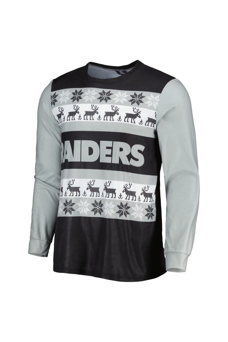Men's FOCO Black Las Vegas Raiders Team Ugly Pajama Set, Alternate, color, Black