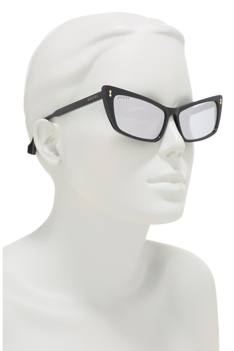 58mm Cat Eye Sunglasses, Alternate, color, BLACK