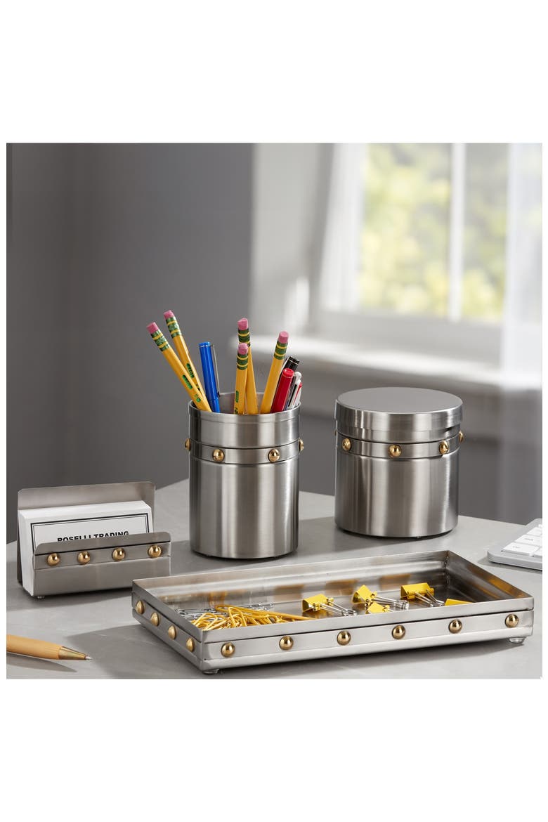 Rivet 4-Piece Desk Accessory Set, Alternate, color, SILVER