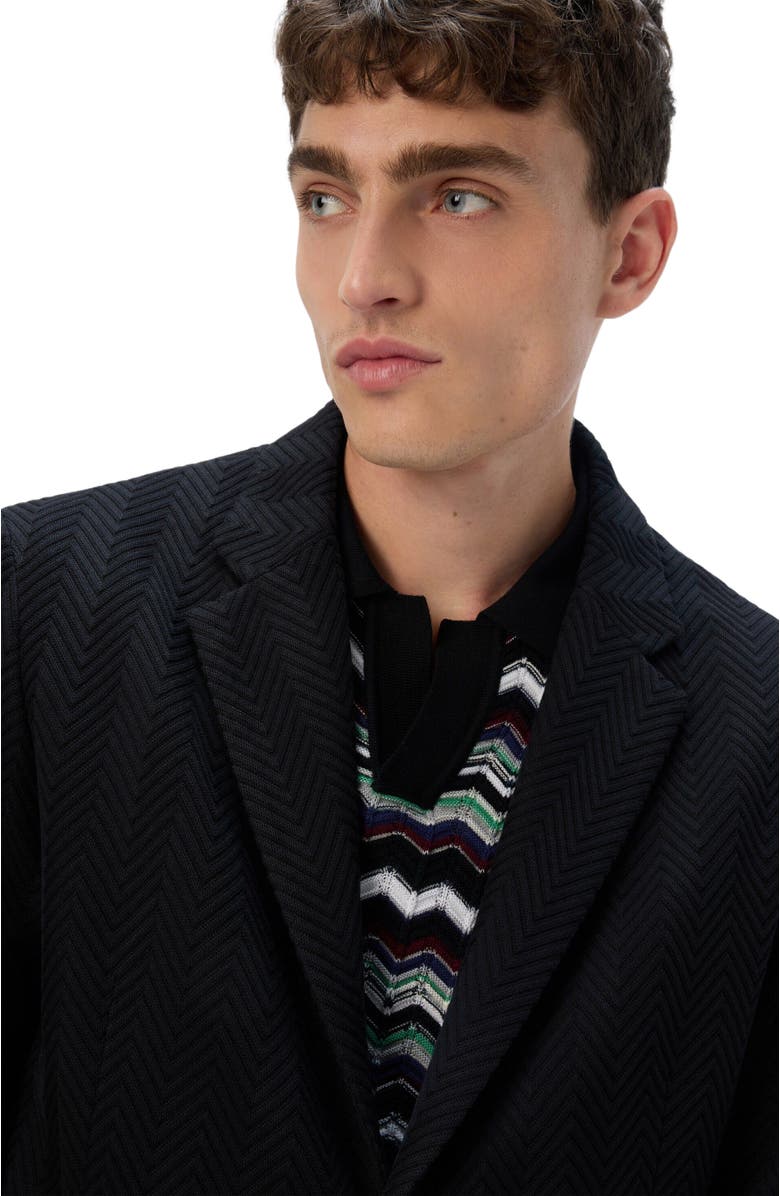 Missoni Single-breasted Jacket With Zigzag Pattern, Alternate, color, Black