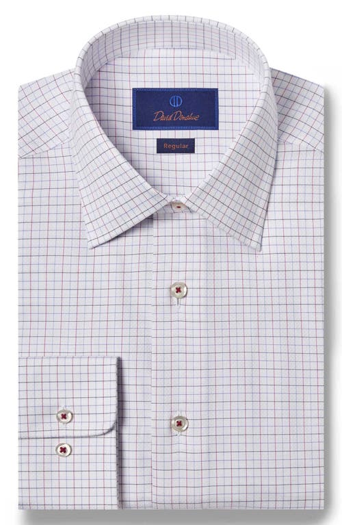 David Donahue Regular Fit Dobby Tattersall Check Dress Shirt In White/berry