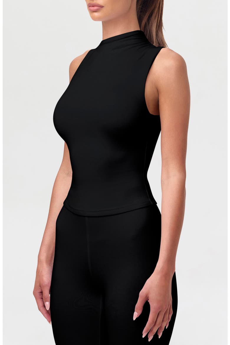 Smooth Asymmetric Neck Sleeveless Top, Alternate, color, BLACK