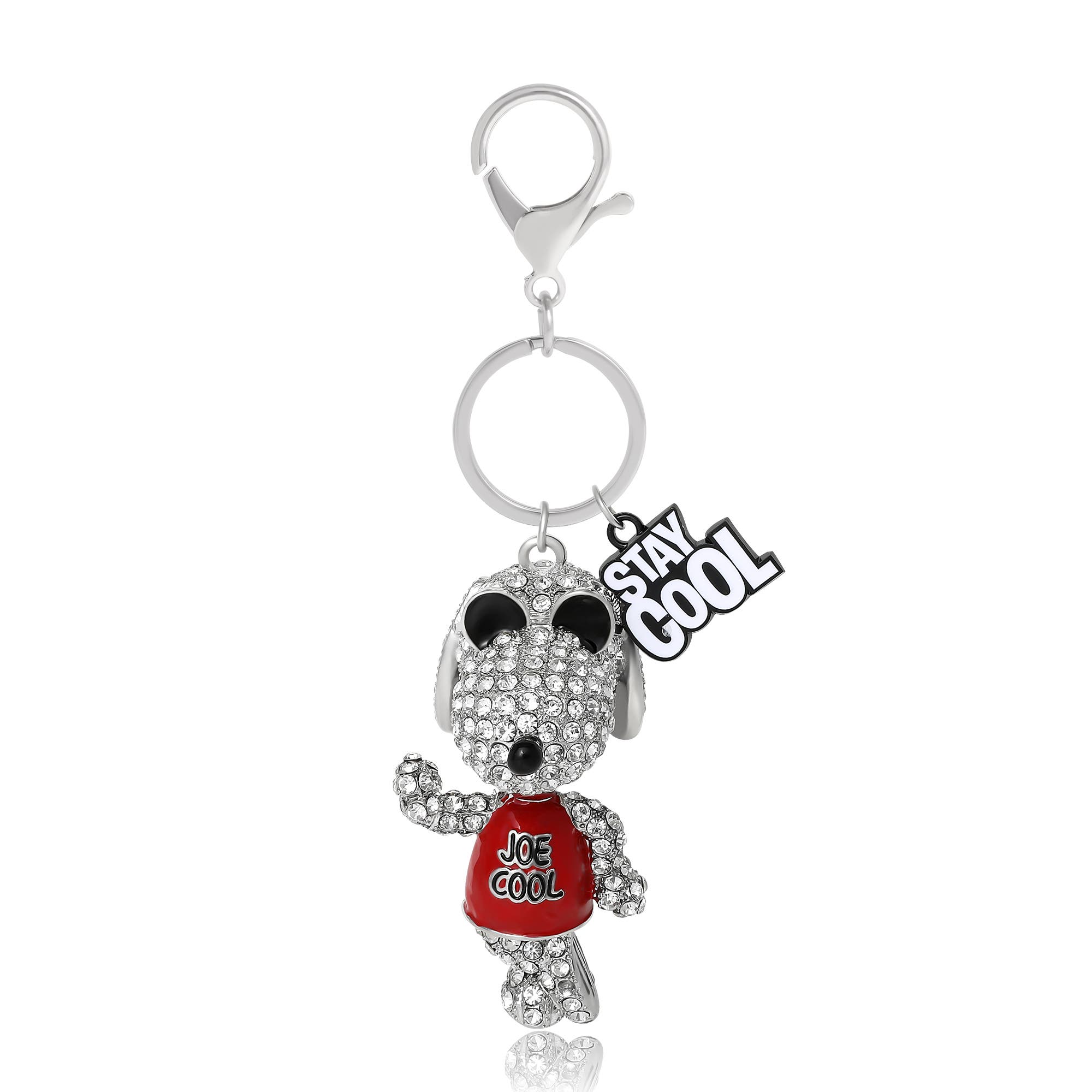 PEANUTS Snoopy 'Joe Cool' Crystal Keychain with Stay Cool Tag, Silver‑Tone, Main, color, Multi