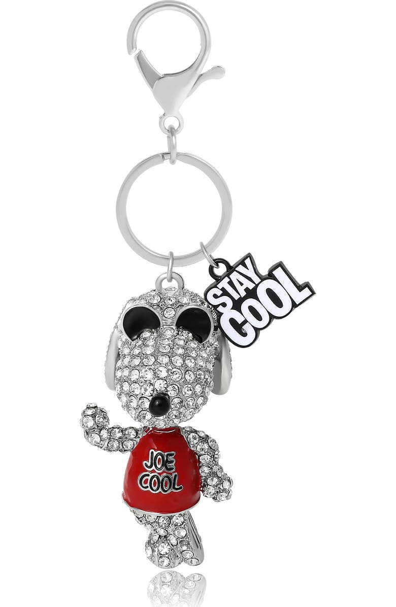 PEANUTS Snoopy 'Joe Cool' Crystal Keychain with Stay Cool Tag, Silver‑Tone, Main, color, Multi