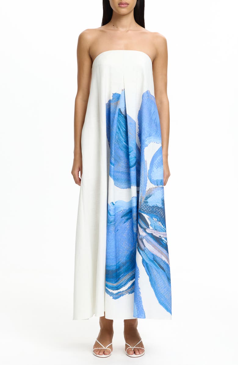 Significant Other Parisa Placed Floral Strapless Cotton Maxi Dress, Main, color, Spliced Bloom