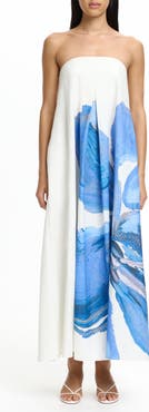 Significant Other Parisa Placed Floral Strapless Cotton Maxi Dress