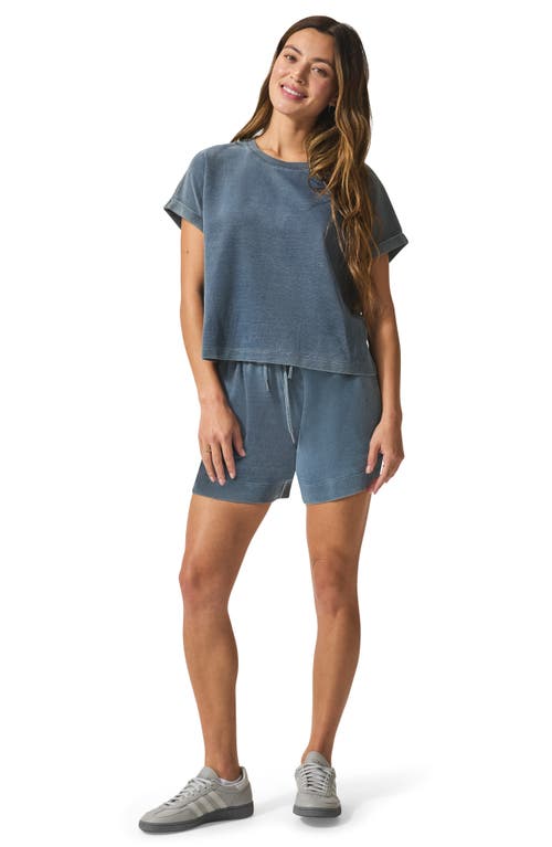 Splendid Indigo Short Sleeve Sweatshirt In Blue