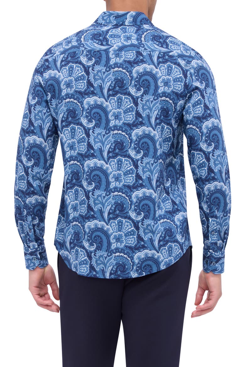 Julian Paisley EcoVero™ Viscose Button-Up Shirt, Alternate, color, NAVY