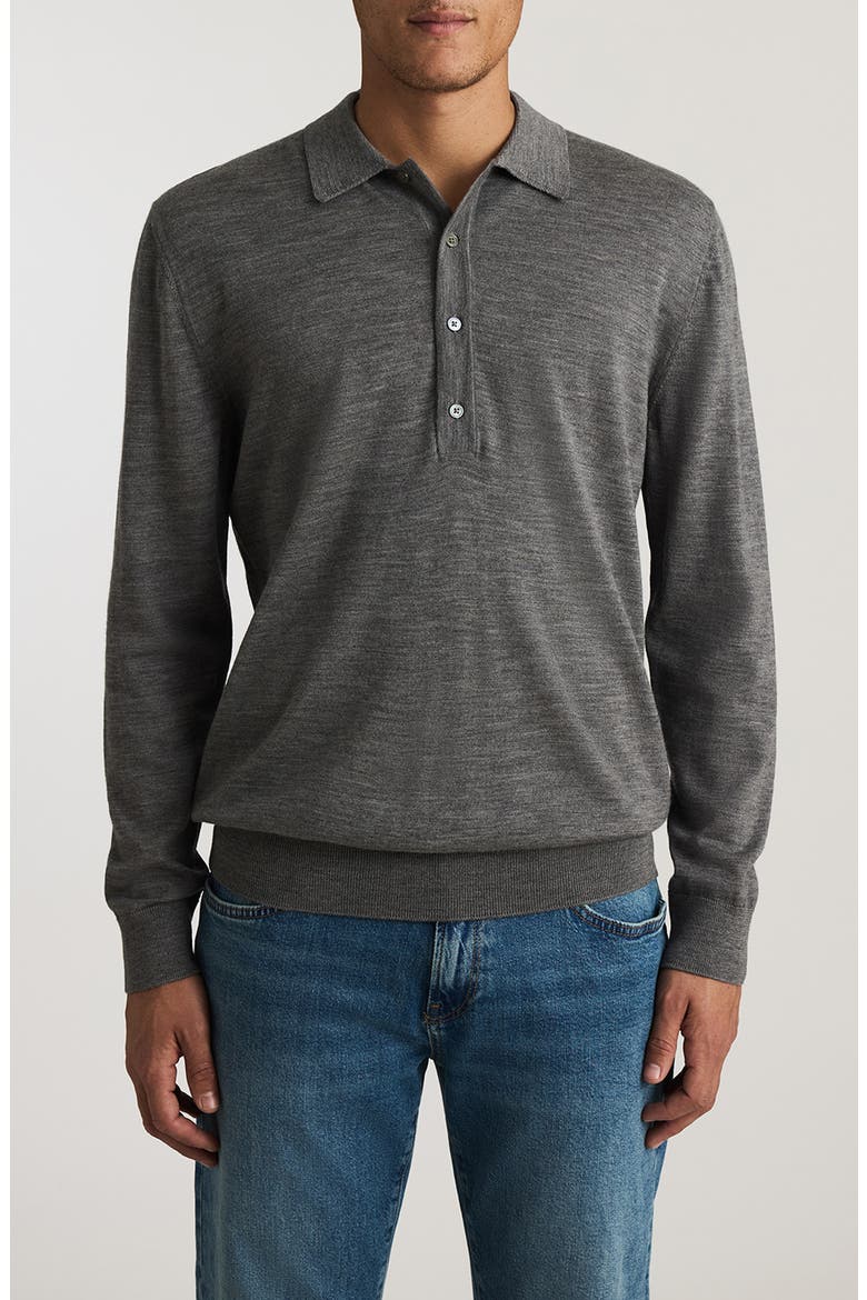 Wool Long Sleeve Polo, Main, color, GREY MELANGE