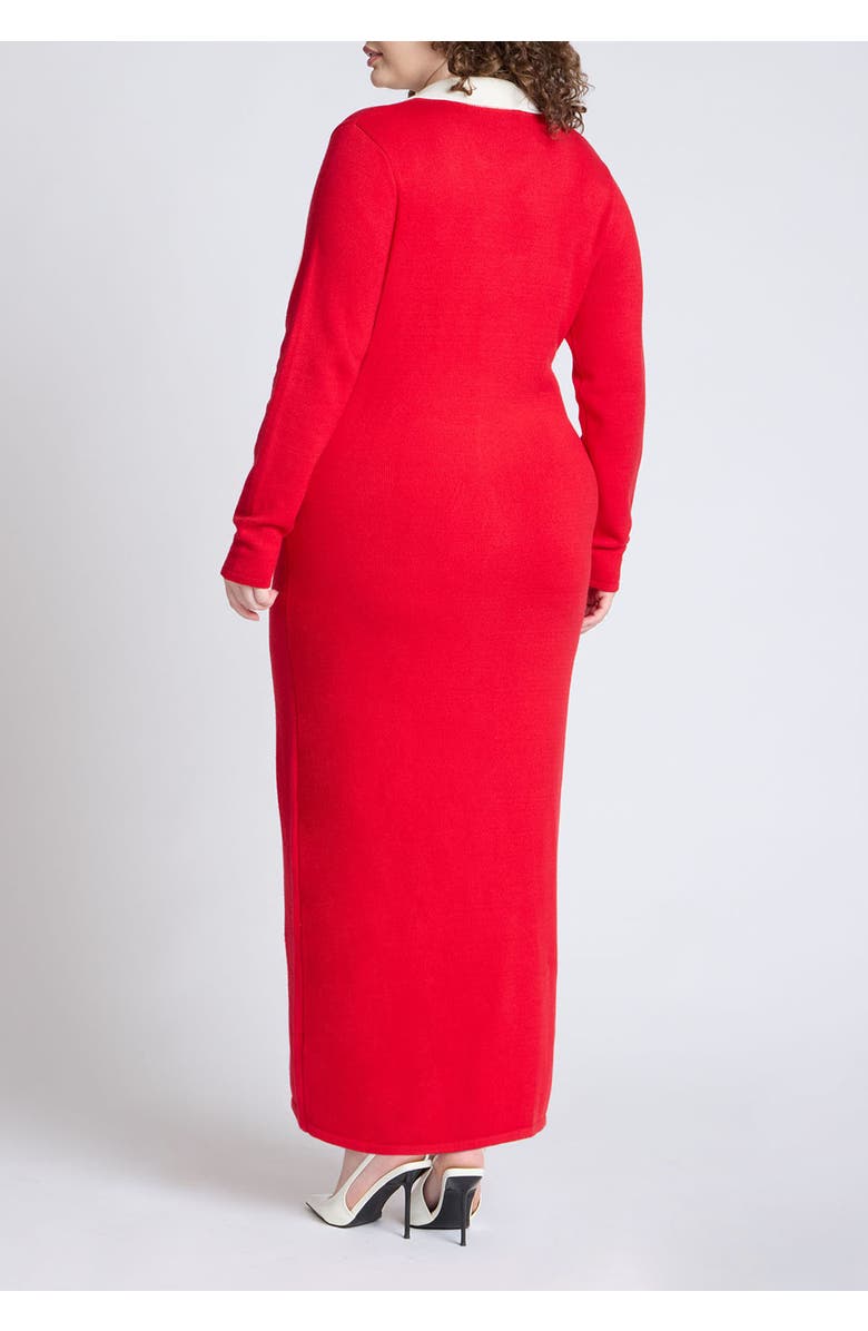 ELOQUII Sweetheart Sweater Dress, Alternate, color, Red And White