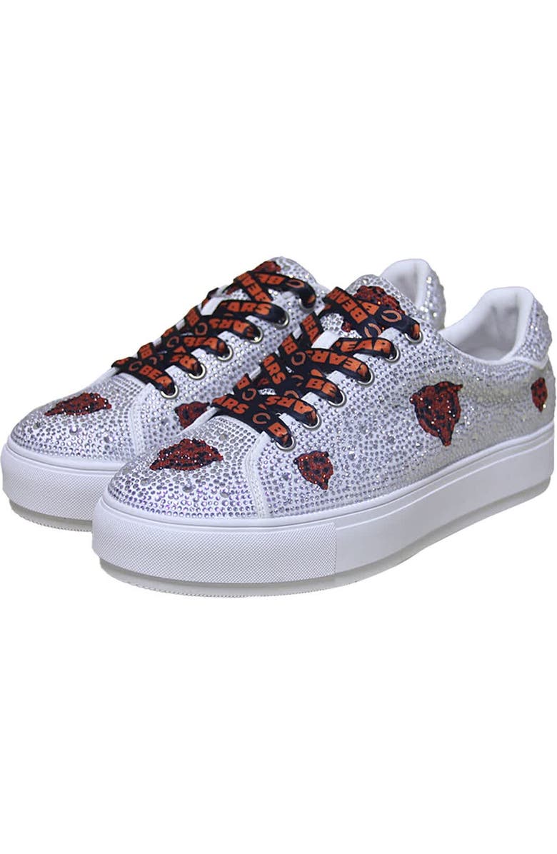 CUCE Women's Cuce White Chicago Bears Crystal Team Logo Sneakers, Main, color,