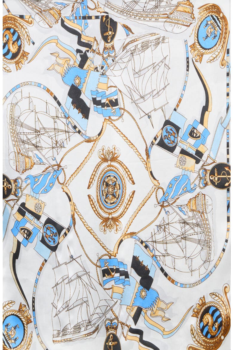 Compass Silk Scarf, Alternate, color, BLUE