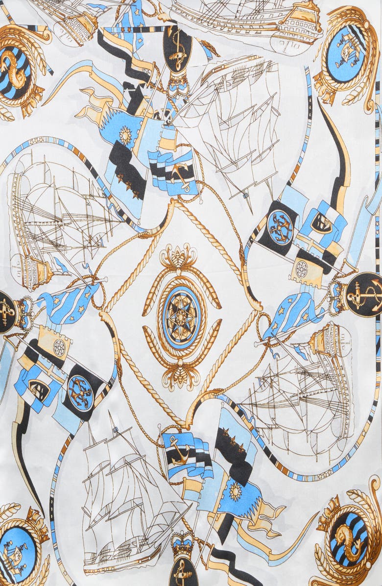 La Fiorentina Compass Silk Scarf, Alternate, color, Blue