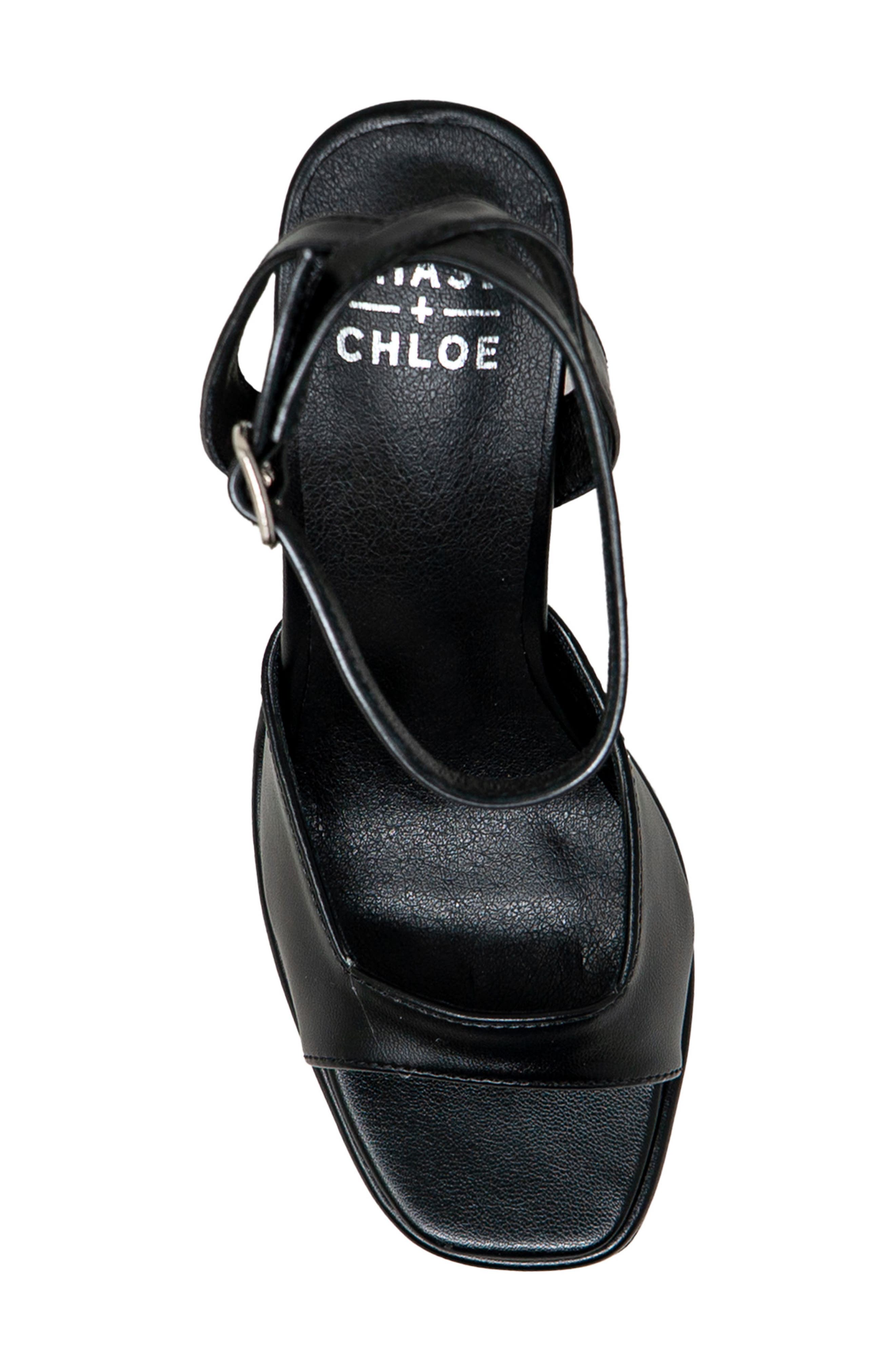 CHASE AND CHLOE Open Toe Ankle Strap Sandal, Alternate, color, Black